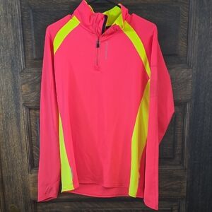 Brooks Bright Pink and Yellow Athletic Pullover